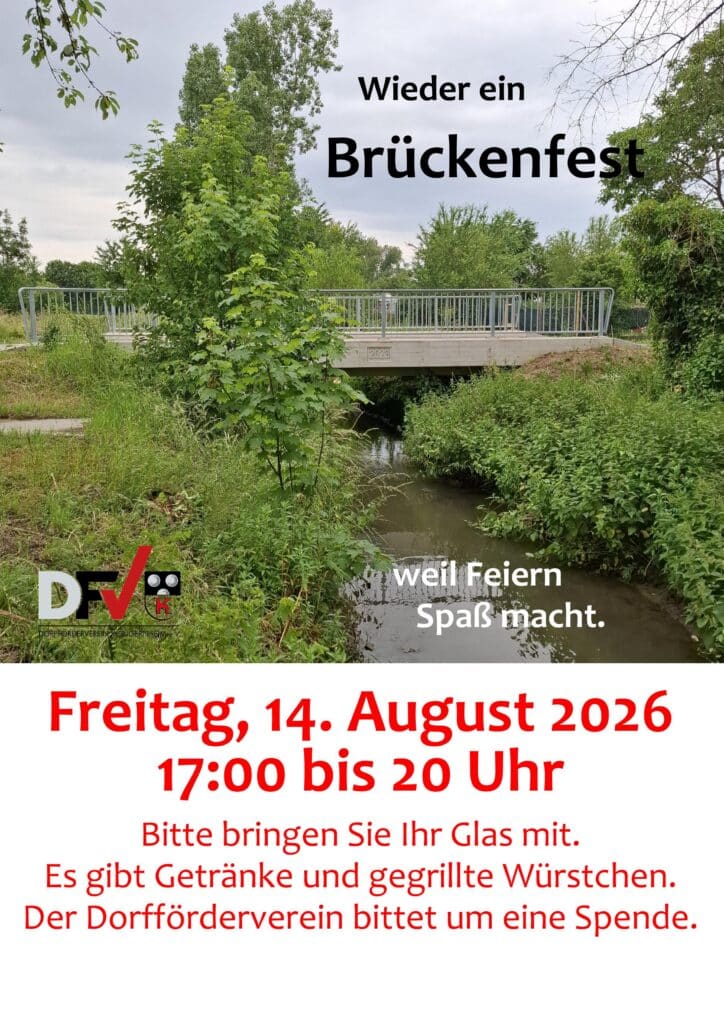 Plakat zum Brückenfest Köngernheim am 14. August 2026
